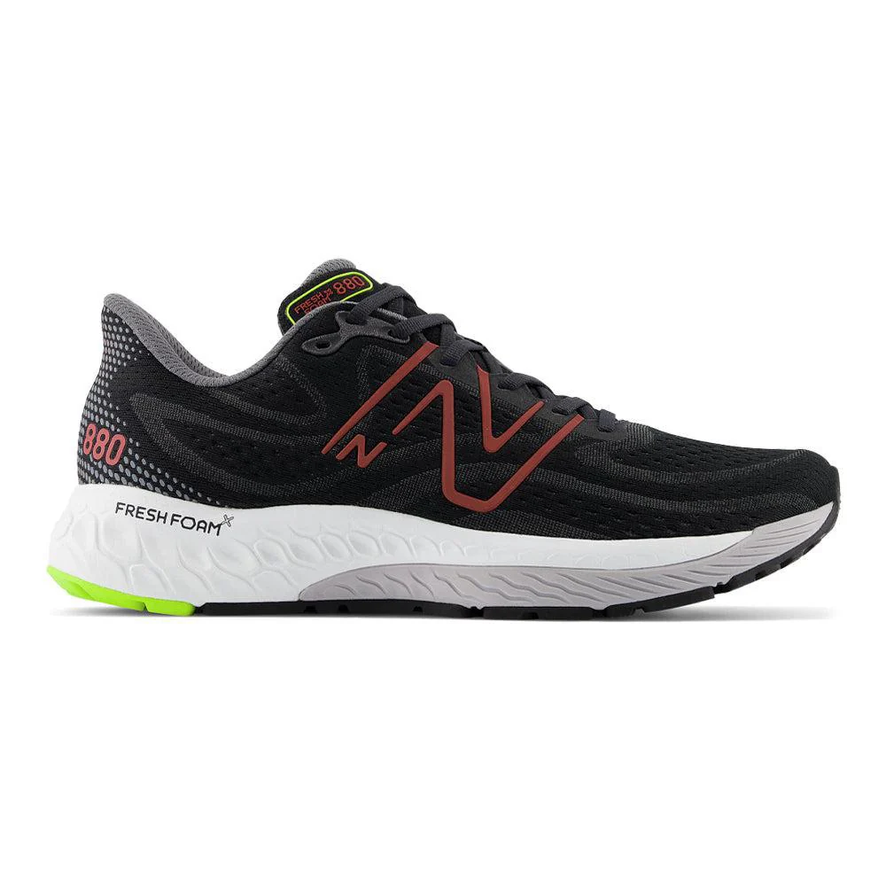Men's New Balance Fresh Foam X 880v13, Black/Brick Red, 11 2E Wide