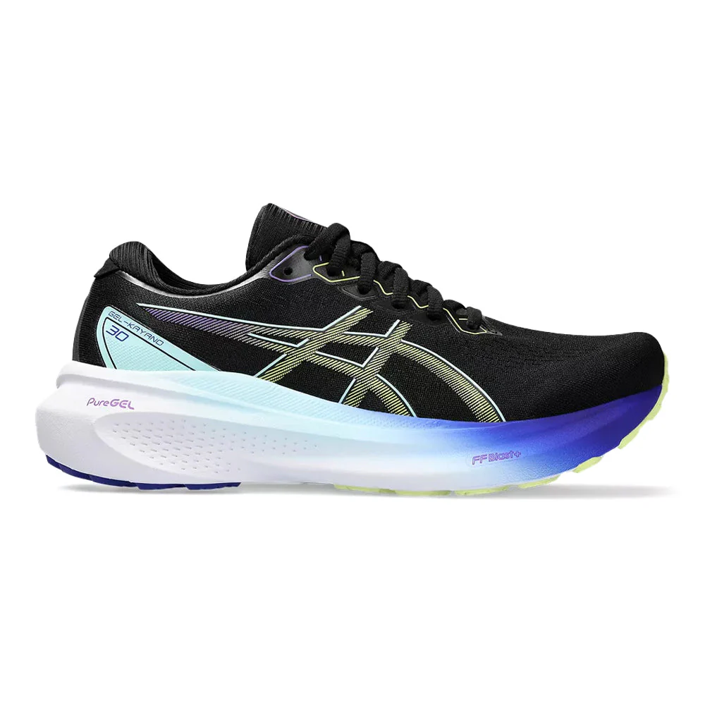 Women's Asics Gel-Kayano 30, Black/Glow Yellow, 7.5 D Wide