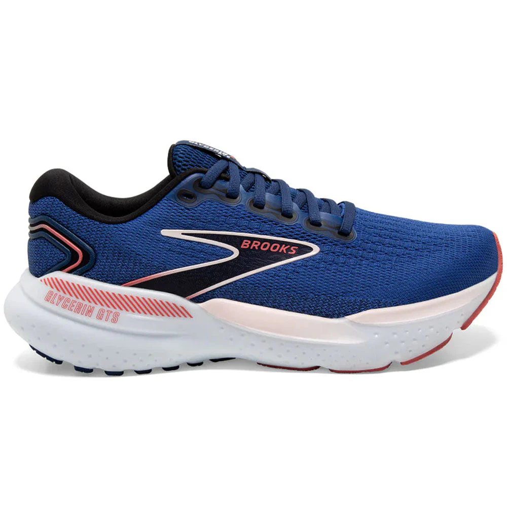 Women's Brooks Glycerin GTS 21, Blue/Icy Pink/Rose, 6 B Medium