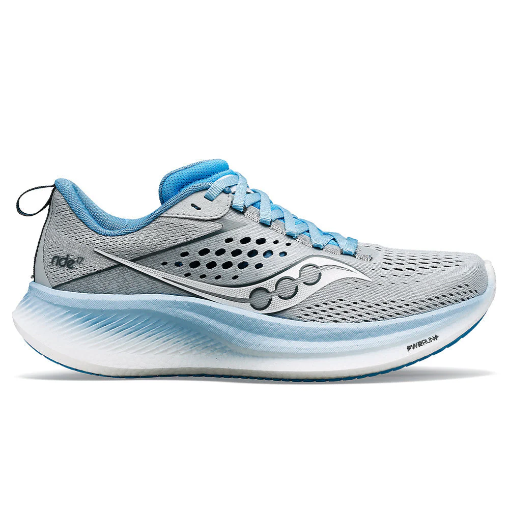 Women's Saucony Ride 17, Cloud/Breeze, 7 D Wide